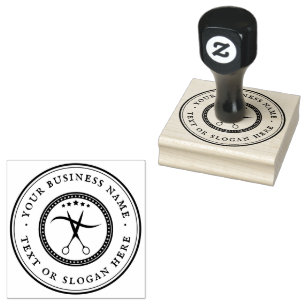 Personalised barber Round Rubber Stamp