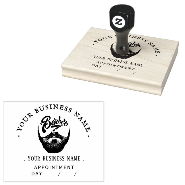 Personalised barber Round Rubber Stamp (Stamped)