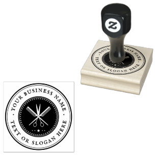 Personalised barber Round Rubber Stamp