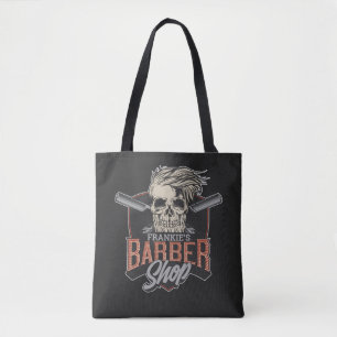 Personalised Barber Shop Hipster Skull and Razors Tote Bag