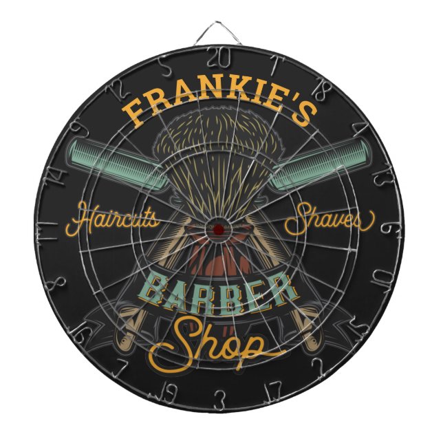 Personalised Barber Shop Retro Haircuts Shaves  Dartboard (Front)