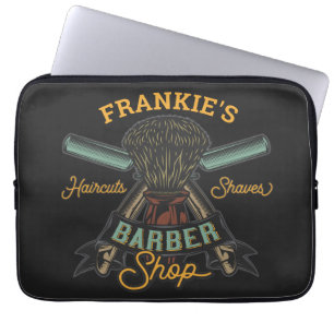 Personalised Barber Shop Retro Haircuts Shaves  Laptop Sleeve