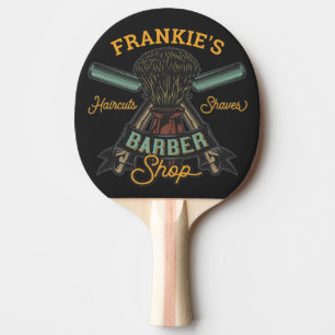 Personalised Barber Shop Retro Haircuts Shaves Ping Pong Paddle