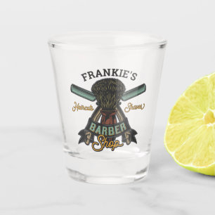 Personalised Barber Shop Retro Haircuts Shaves Shot Glass