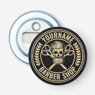 Personalised Barber Shop Skull Rockabilly Salon Bottle Opener