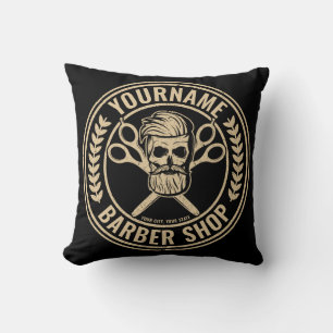 Personalised Barber Shop Skull Rockabilly Salon  Cushion