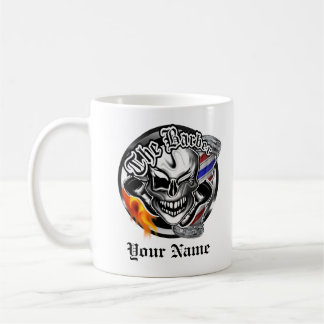 Personalised Barber Skull with Flaming Razor Mug