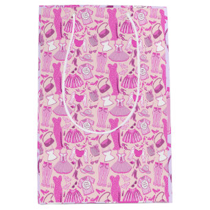 Personalised Barbiecore Pink and Hot Pink Fashion Medium Gift Bag