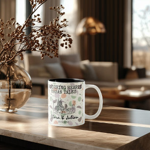 Personalised Barcelona Memory - Line Art Landmark Two-Tone Coffee Mug