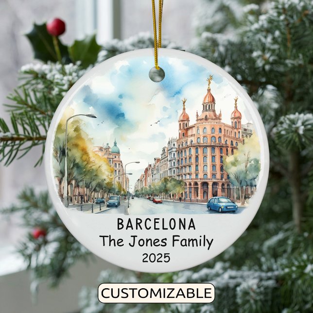 Personalised Barcelona Ornament, Spain Ceramic Ornament (Creator Uploaded)