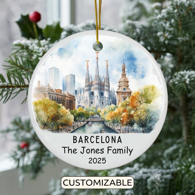 Personalised Barcelona Ornament, Spain Ceramic Ornament (Creator Uploaded)