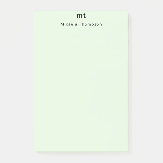Personalised Barely Green + Initials Post-it Notes (Front)
