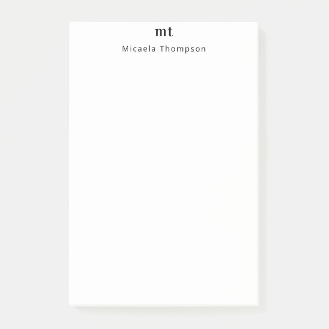 Personalised Barely White + Initials Post-it Notes (Front)