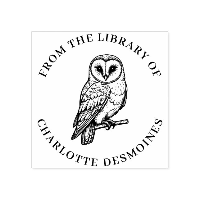 Personalised Barn Owl Book Stamp Custom Ex libris (Imprint)