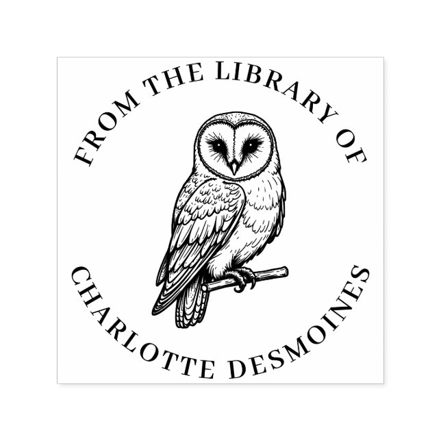 Personalised Barn Owl Book Stamp Custom Ex libris (Design)