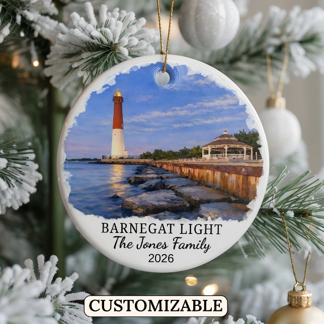 Personalised Barnegat Light, Custom New Jersey Ceramic Ornament (Creator Uploaded)