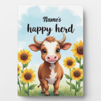 Personalised Barnyard Metal Sign – Cow & Sunflower