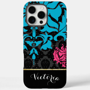 Personalised Baroque Pink Aqua Black and Gold  iPhone 16 Pro Max Case