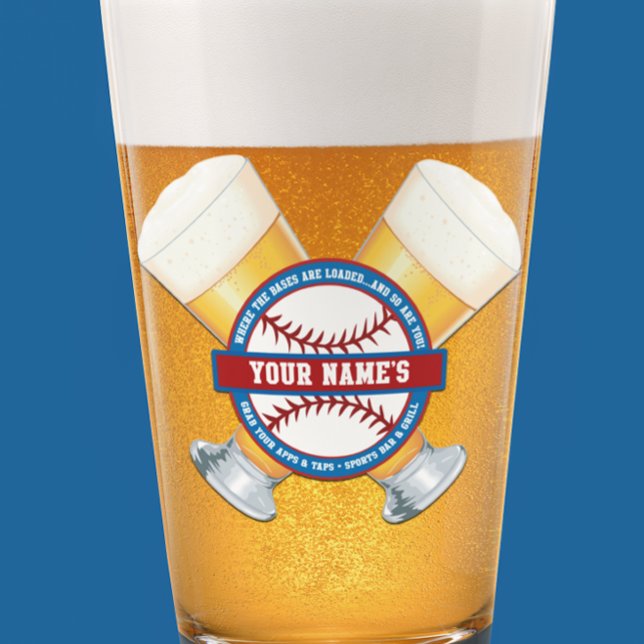 Personalised Baseball and Beer Glass (Creator Uploaded)