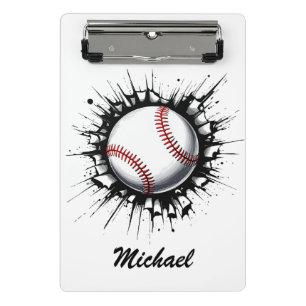  Personalised Baseball Ball Breaking Through Wall  Mini Clipboard