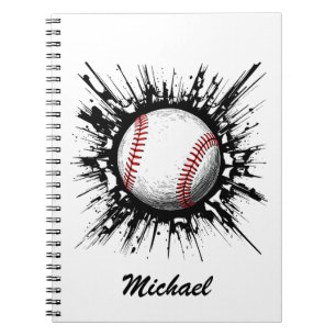 Personalised Baseball Ball Breaking Through Wall Notebook