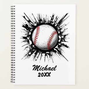 Personalised Baseball Ball Breaking Through Wall Planner
