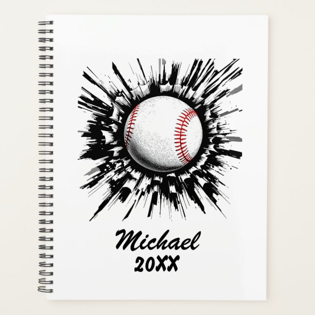  Personalised Baseball Ball Breaking Through Wall  Planner (Front)