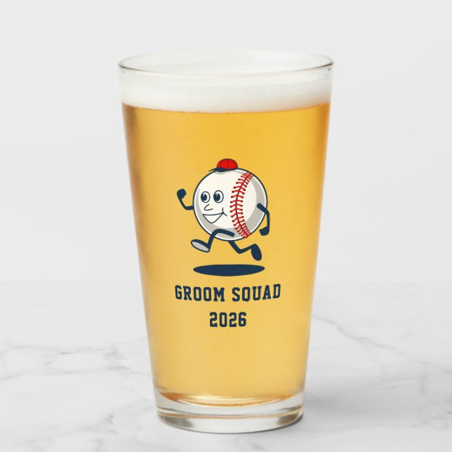 Personalised Baseball Ball Cartoon Glass (Front Filled)