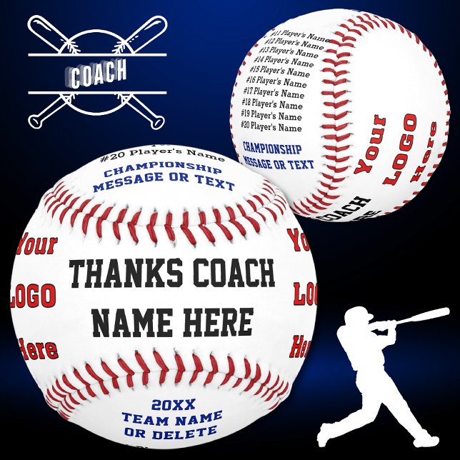 Personalised Baseball Ball for Coaches or Players (Baseball Coach appreciation gifts. Little league baseball coach gift ideas. Baseball coach gifts.)