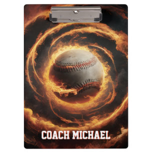 Personalised  Baseball Ball on Fire Clipboard