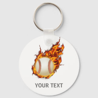 Personalised Baseball Ball on Fire keychain