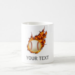 Personalised Baseball Ball on Fire mug