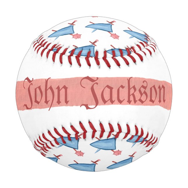 Personalised baseball ball with knight shields (Front)