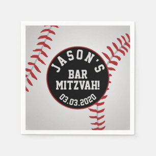 Personalised Baseball Bar Mitzvah Red Black Napkin