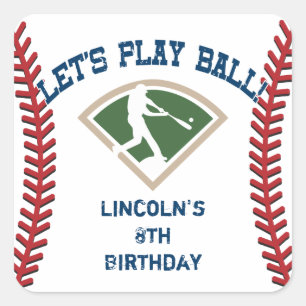 Personalised Baseball Birthday Square Sticker