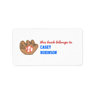 Personalised baseball bookplate label