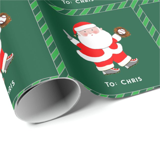 Personalised Baseball Christmas Holiday Gift Wrapping Paper (Roll Corner)