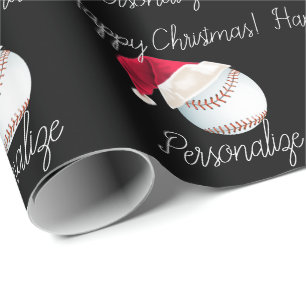 Personalised Baseball Christmas Santa Holiday Wrap Wrapping Paper