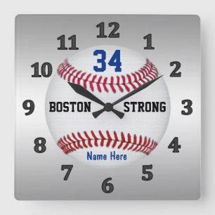 Personalised Baseball Clocks, Jersey NUMBER & NAME Square Wall Clock