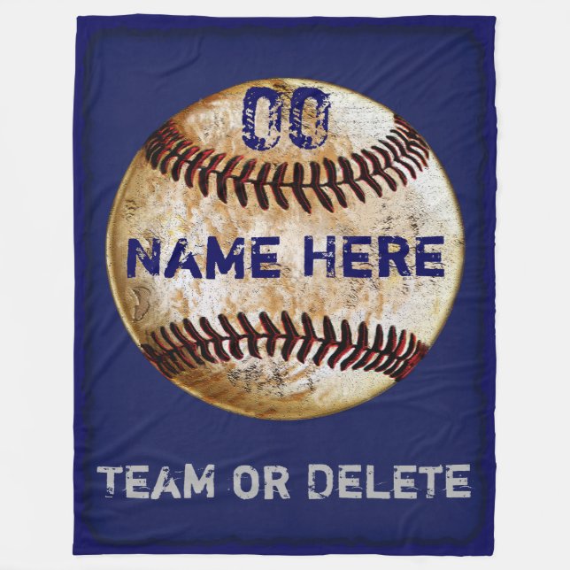 Personalised Baseball Fleece Blanket 3 Text Boxes (Front)