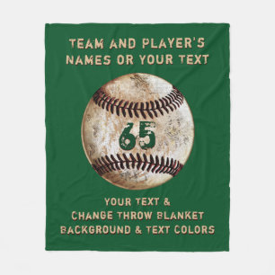 Personalised Baseball Fleece Blanket, Customisable Blanket