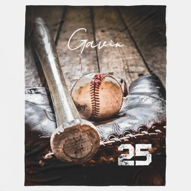 Personalised Baseball Fleece Blanket Great Customi (Front)