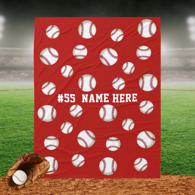 Personalised Baseball Fleece Blanket TEXT, COLORS (Creator Uploaded)