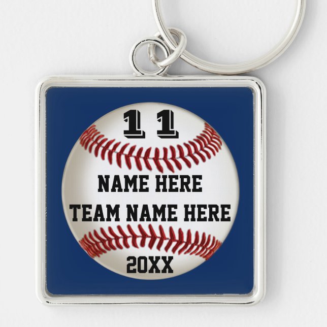 Personalised BASEBALL Gifts for Players Team Colou Key Ring (Front)