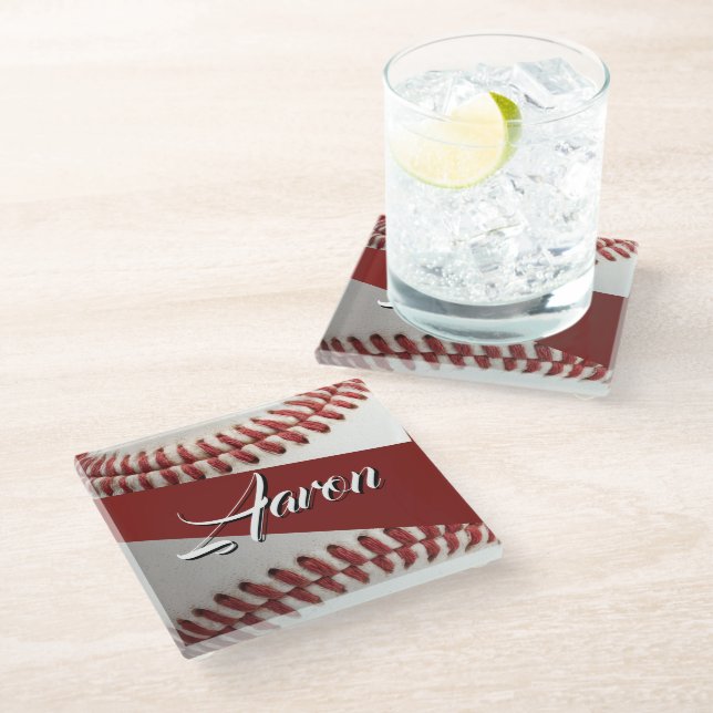  Personalised Baseball Glass Coaster (Angled)
