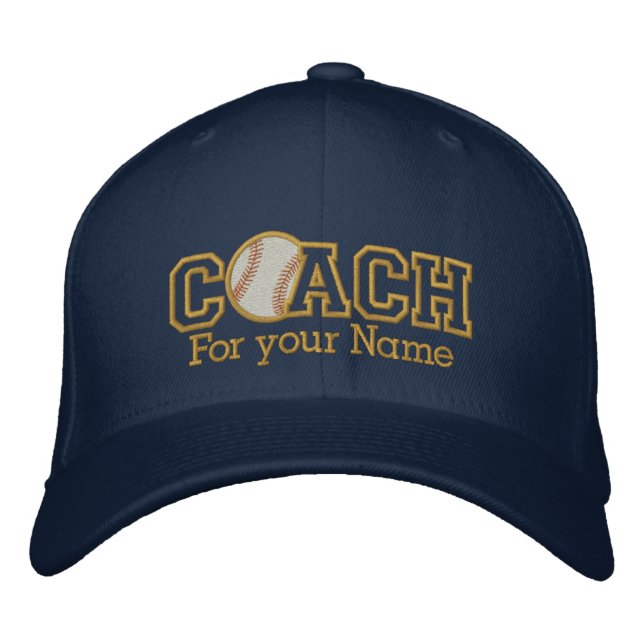 Personalised Baseball Golden Coach with your name Embroidered Hat (Front)