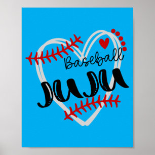 Personalised Baseball Heart Cute Juju Men Women Poster