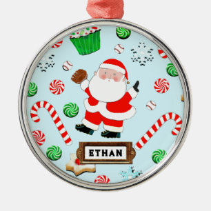 Personalised Baseball Holiday Gift Metal Ornament