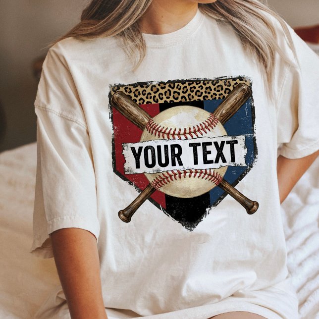 Personalised Baseball Home Plate Leopard Print Tri-Blend Shirt (Creator Uploaded)