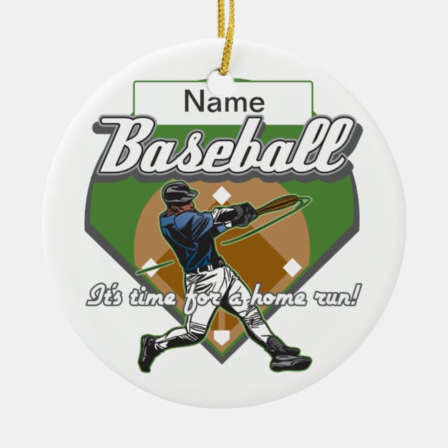 Personalised Baseball Home Run Ceramic Ornament (Front)
